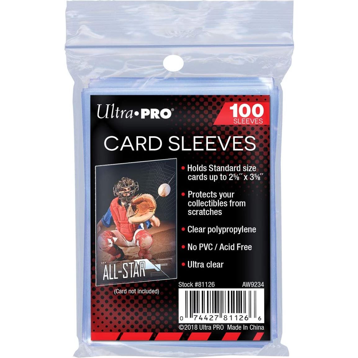 Ultra Pro Soft Card Sleeves 2-5/8" X 3-5/8", Ultra Clear (100Count)