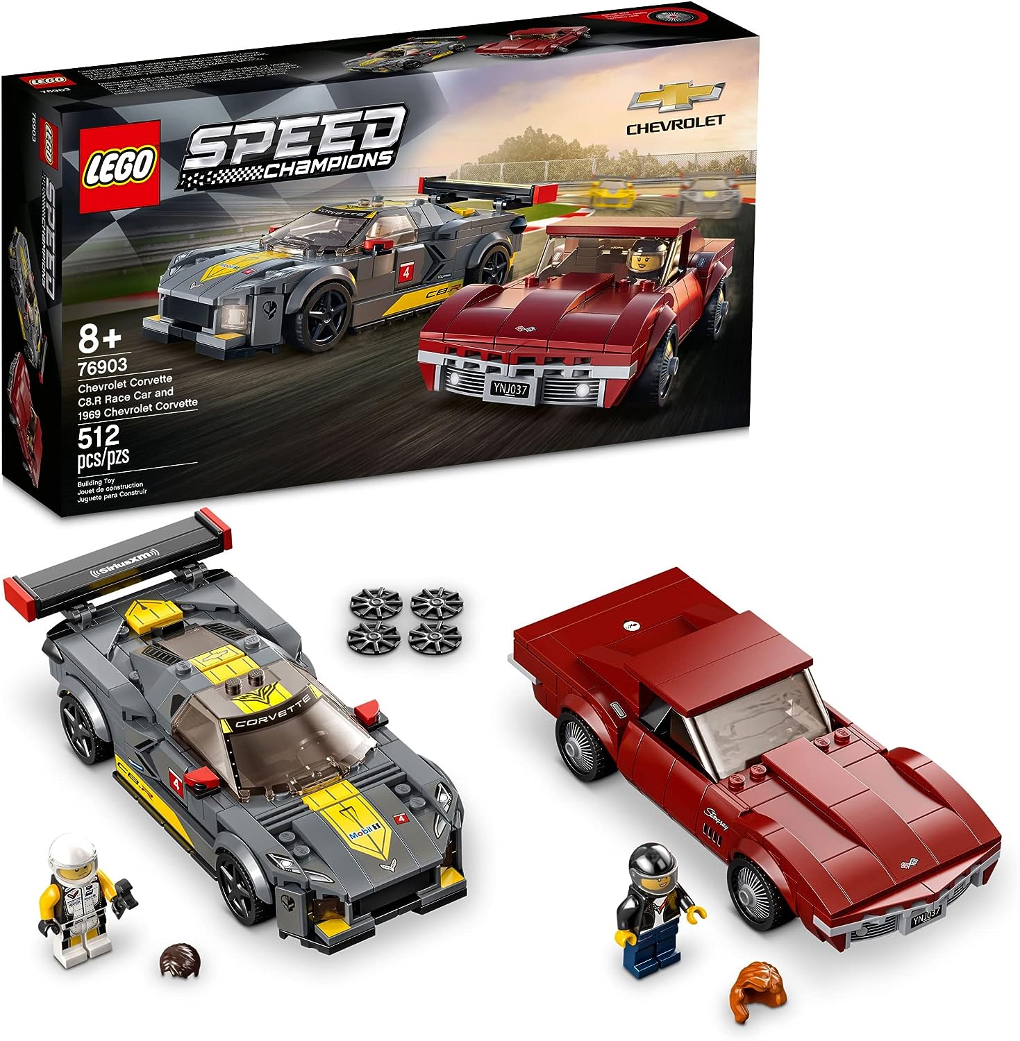 Lego Chevrolet Corvette C8.R Race Car and 1968 Chevrolet Corvette 76903